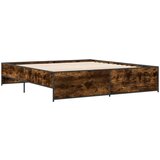 vidaXL Posteljni okvir dimljeni hrast 180x200 cm inž. les in kovina, (21128187) | Shoptok.si