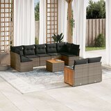  10-dijelni set vrtnih sofa od poliratana s jastucima sivi | shoptok.hr