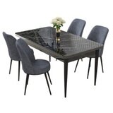 Hanah home Set Trpezarijski sto i 4 stolice Nile, sivo-crna | Eponuda.ba