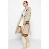 Trendyol Beige Oversize Wide-Cut Trench Coat with a Belt | Shoptok.si