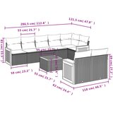  9-dijelni set vrtnih sofa s jastucima crni od poliratana | shoptok.hr