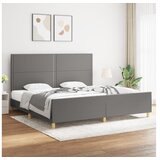  Posteljni okvir z vzglavjem temno siv 200x200 cm blago | Shoptok.si