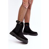 Boto Suede Ankle Boots On Massive Sole Black Ozaro | ePonuda.com