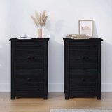  Nočna omarica 2 kosa črna 40x35x61,5 cm trdna borovina, (20734492) | Shoptok.si