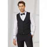ALTINYILDIZ CLASSICS Men's Black Slim Fit Slim Fit V Neck Classic Vest