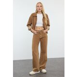 Trendyol Brown High Waist Wide Leg Jeans Cene