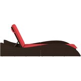  Ležaljka za sunčanje s jastukom smeđa 60x205x73 cm poli ratan | Shoptok.si