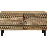 vidaXL Kava miza črna 80x50x40 cm Masivni neobdelan les Mango | Shoptok.si