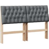 vidaXL tapecirano vzglavje temno siva 150 cm masivno borovo les | Shoptok.si