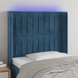  Posteljno vzglavje temno modro 83x16x118/128 cm žamet Cene