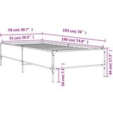 vidaXL Posteljni okvir siva sonoma 75x190 cm inženirski les in kovina, (21142383) | Shoptok.si