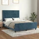 Okvir za krevet s uzglavljem tamnoplavi 140x200 cm baršunasti