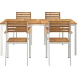 vidaXL 5-delna garnitura za jedilnico iz masivnega akacijevega lesa, Zunanja jedilna miza 180x90x75 cm iz masivnega akacijevega lesa, Zložljivi vrtni stoli 4 kosi iz trdnega akacijevega lesa in jekla | Shoptok.si