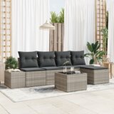 vidaXL 6-delni set vrtnega kavča s blazinami, svetlo siva, poli ratan | Shoptok.si