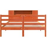vidaXL Knjižna postelja brez vzmetnice vošč. rjava 140x200 cm borovina | Shoptok.si