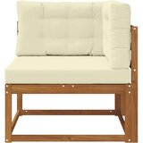 Vanjska kutna sofa Čvrsto drvo akacije Prirodna - Prirodna boja i krem kutna sofa | shoptok.hr
