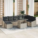vidaXL 9-delni vrtni kavč set z blazinami svetlo siva poli ratan, (22093390) | Shoptok.si
