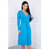 Kesi Dress cut under the breast, long sleeves turquoise | Shoptok.si