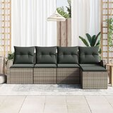 vidaXL 5-delni vrtni kavč set z blazinami siva poli ratan | Shoptok.si