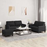 vidaXL Sedežna garnitura 3-delna z blazinami črno umetno usnje | Shoptok.si