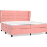  Box spring postelja z vzmetnico roza 200x200 cm žamet | Shoptok.si