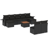  10-dijelni set vrtnih sofa s jastucima crni od poliratana | shoptok.hr