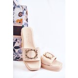 S. BARSKI Women's Fashionable Leather Slippers Beige Adaline | shoptok.hr
