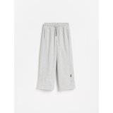 Reserved Wide leg hlače s visokim udjelom pamuka - svijetlo siva | shoptok.hr