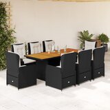  The Living Store Vrtna jedilna garnitura 9-delna z blazinami črn poli ratan - Vrtna Jedilna Garnitura, (21478607) | Shoptok.si