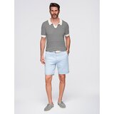 Ombre Men's knitted buttonless polo shirt with navy stripes - black and white | Shoptok.si