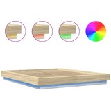  Okvir kreveta s LED svjetlima boja hrasta 150 x 200 cm drveni | Eponuda.ba
