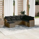 Maison Chic Seti vrtnega pohištva - Vrtna garnitura - Vrtni pohištvo set 7-delna z blazinami siv poli ratan, (21803133) | Shoptok.si
