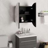  Kopalniška omarica z okroglim ogledalom LED Črna 40x40x17,5 cm, (20801472) | Shoptok.si