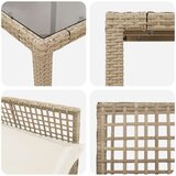  Set 3 Bež PE ratan, kaljeno steklo, prašno lakirano jeklo, (22067744) | Shoptok.si