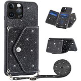 INORCO Zadnja lupina za iPhone 14 Pro Max trikotno držalo za kartice PU usnje+TPU ovitek za telefon s stojalom, (22034953) Cene