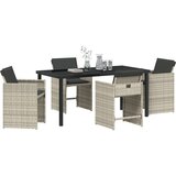  Set od 5 komada blagovaonskog namještaja za vrt s jastucima svjetlosive boje od poli ratana | shoptok.hr