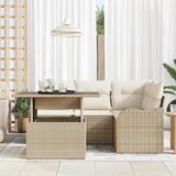 Vanjski set za objedovanje s jastukom 5 pcs Bež Poli ratan | shoptok.hr