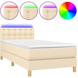 Maison Chic Box spring postelja - Vzmetna postelja z vzmetnico LED krem 90x190 cm blago SL21482, (21893173) Cene