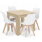  Garnitura kvadratnog stola 80x80 sonoma hrast + 4 MARK bijele stolice | shoptok.hr