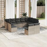 vidaXL 11-dijelni set vrtnih sofa poliratan s jastucima svijetlosivi | shoptok.hr