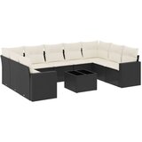  10-dijelni set vrtnih sofa s jastucima crni od poliratana | shoptok.hr