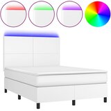Krevet box spring s madracem LED bijeli 140x190 cm umjetna koža | shoptok.hr