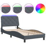 Maison Chic Posteljni okvir - Enojna postelja - Postelja za odrasle z LED lučkami temno siv 90x190 cm žamet, (21696292) Cene