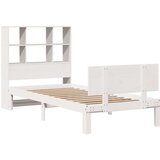 vidaXL Knjižna postelja brez ležišča bela 90x200 cm trdna borovina | Shoptok.si