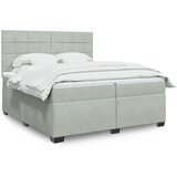 vidaXL Box spring postelja z vzmetnico svetlo siva 200x200 cm žamet Cene
