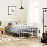 Maison Chic Kovinski Posteljni okvir - Enojna postelja - Postelja za odrasle z vzglavjem in vznožjem bel 107x203 cm, (21695633) | Shoptok.si