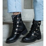 Gemre Black lace-up ankle boots embellished with studs Elea | shoptok.hr