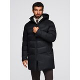 Ombre Men's long quilted jacket with hood - black Cijene