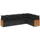 Maison Chic Seti vrtnega pohištva - Vrtna garnitura - Vrtni pohištvo set 7-delna z blazinami črn poli ratan, (21801649) | Shoptok.si