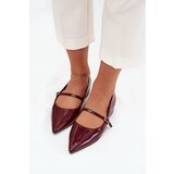 Boto Patent leather ballerinas with a delicate heel with strap Bordeaux Isvella | Shoptok.si